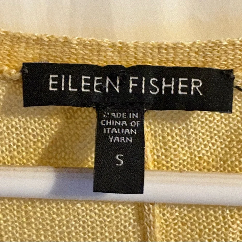 Eileen Fisher Sweater Sz Small Linen Tunic Oversized V-Neck Dolman Sleeve Yellow